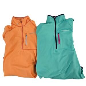 Eddie Bauer First Ascent pullover 1/4 zip womens XS lot sweater green orange